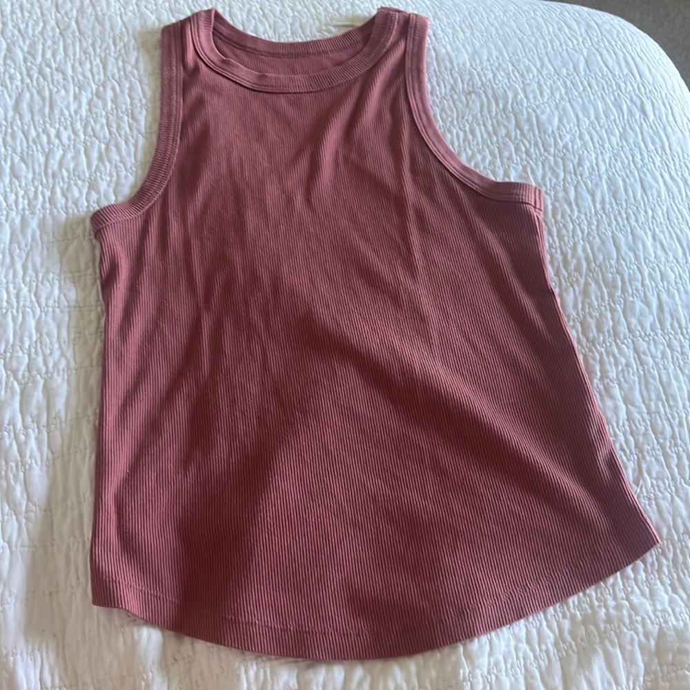 Dark pink Ribbed full length tank top